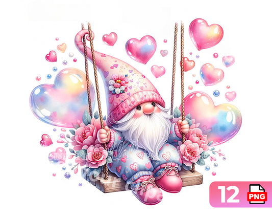 Valentines Gnome Pastel Clipart