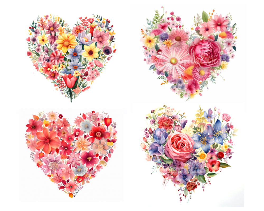 Floral Hearts Watercolor Variety Set