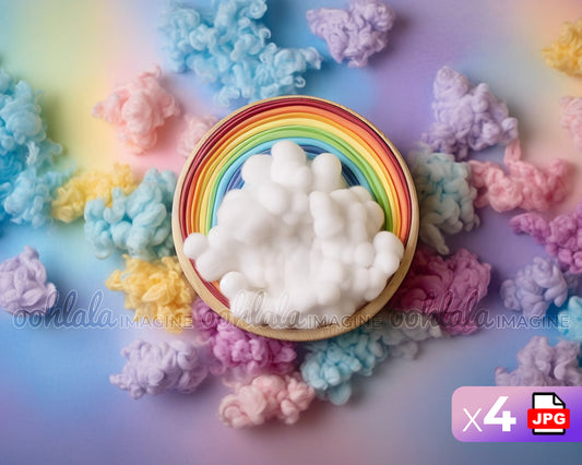 Rainbow Cloud Newborn Digital Backdrop Set of 4