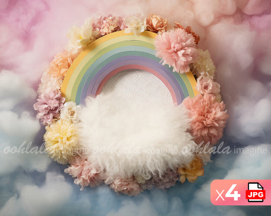 Rainbow Newborn Digital Backdrop Set of 4
