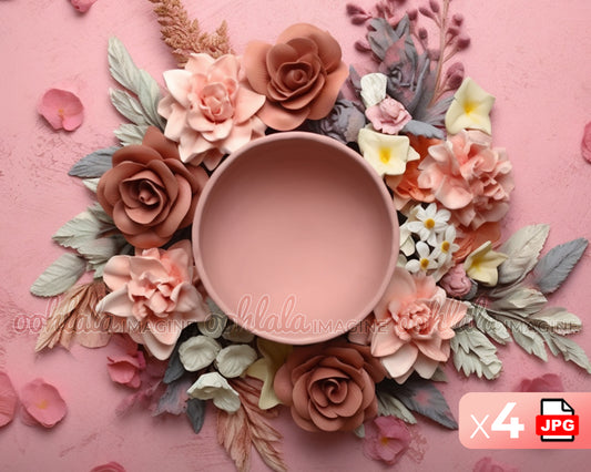 Floral Newborn Digital Backdrop Set of 4