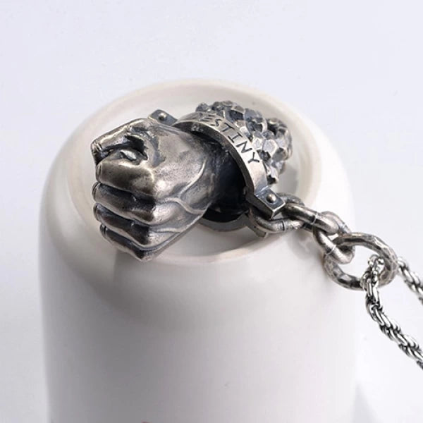 Destiny Hercules's Fist Necklace Sterling Silver Fist Pendant Necklace