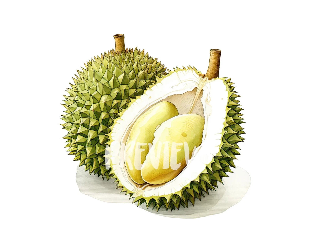 Watercolor Durian Clipart