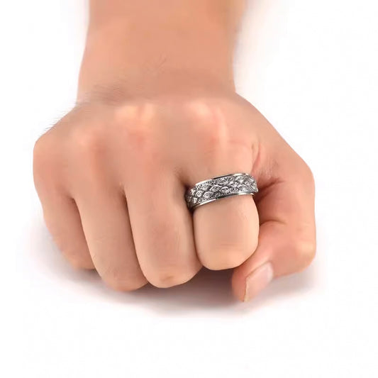 Eye of Horus Ring (Hammered) Stainless Steel Rotatable Ring