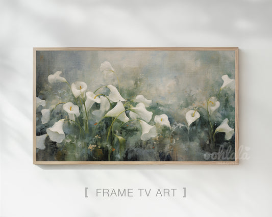White Calla Lily Painting Frame Art TV, 4K Wallpaper