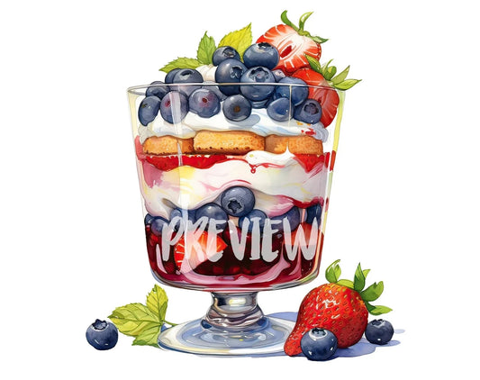 Watercolor Fruit Trifle Clipart