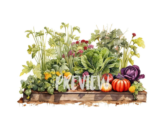 Watercolor Garden Bed Clipart