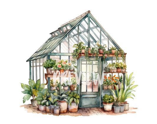 Watercolor Greenhouse Clipart