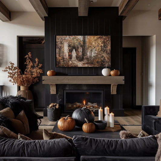 Halloween Ghost Fall Garden Frame TV Art, Fall Decor