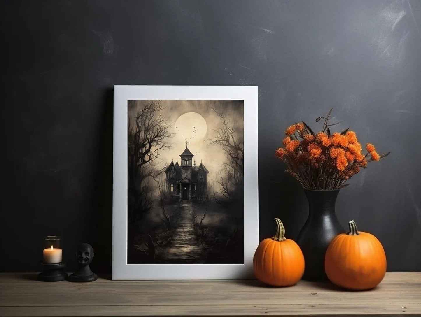 Haunted House Halloween Wall Art Poster