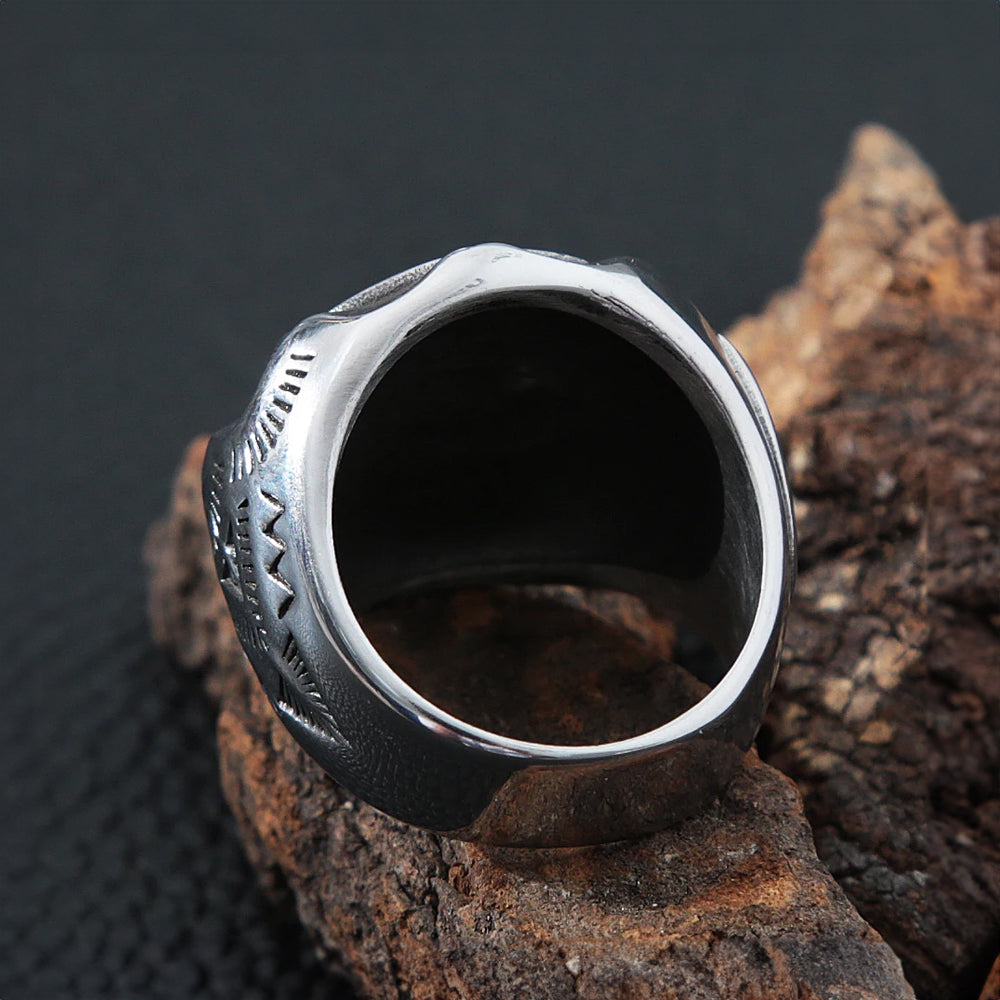 Hobo Nickel Brave Skull Ring, Vintage Pirate Signet Men's Ring