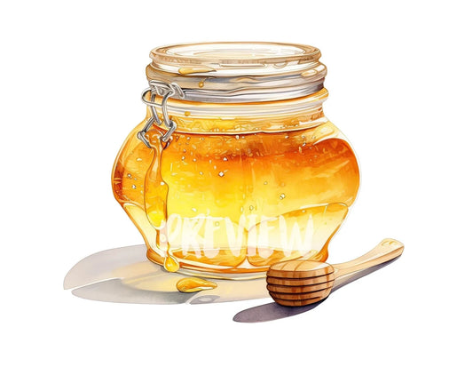 Watercolor Honey Jar Clipart