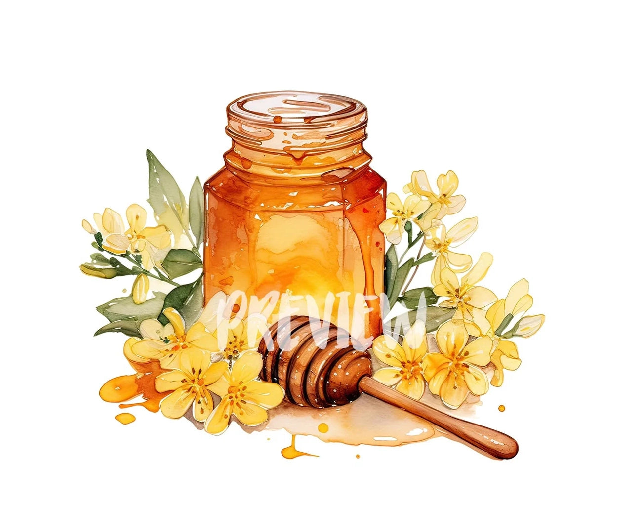 Watercolor Honey Jar Clipart