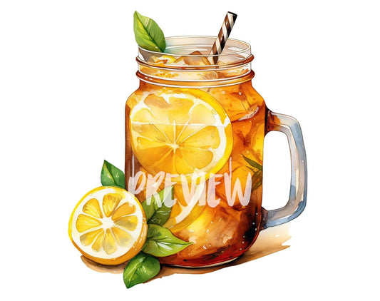 Watercolor Iced Tea Clipart