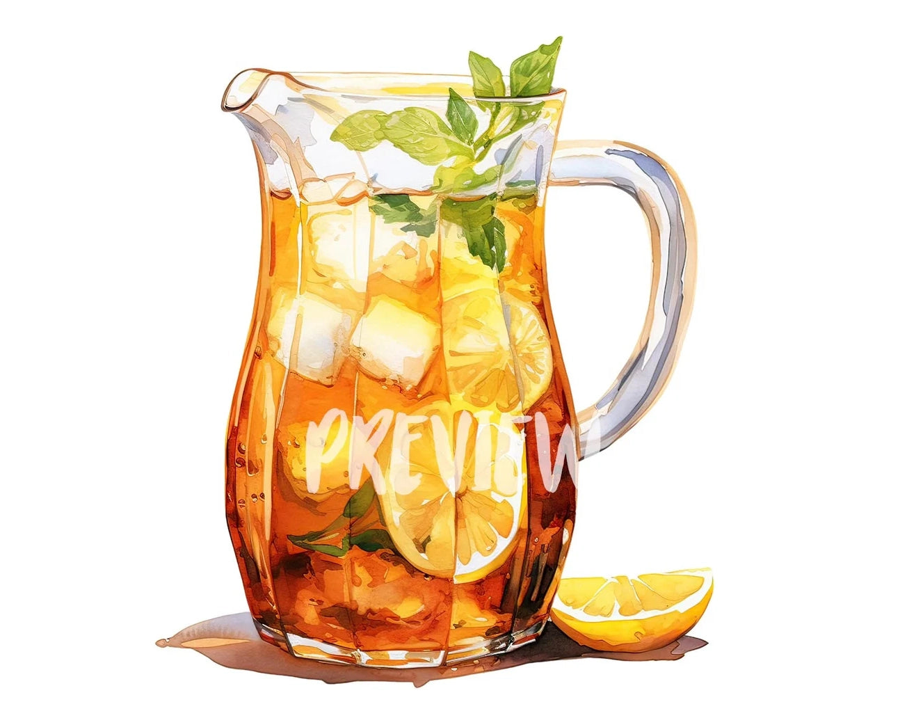 Watercolor Iced Tea Clipart
