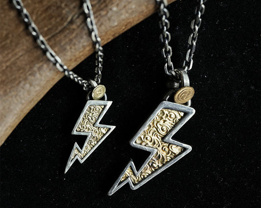 Thunderbolt 18K Gold Silver Charm Pendant