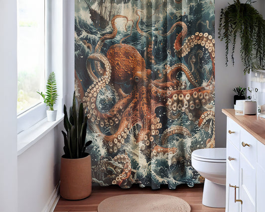 Kraken Sea Monster Shower Curtain Bathroom Decor Home Decor