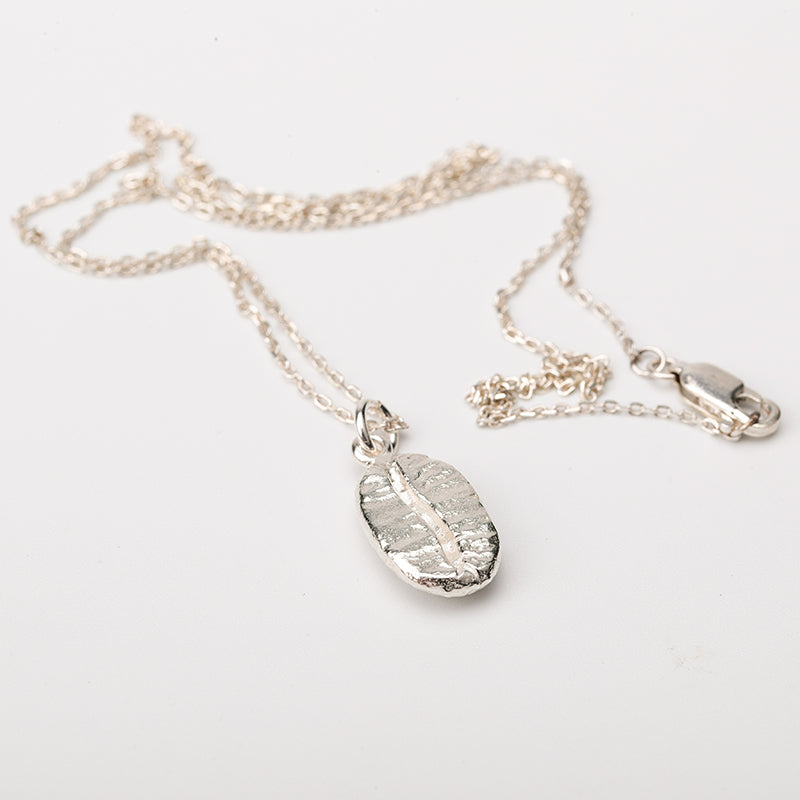 Silver Coffee Bean Charm Pendant