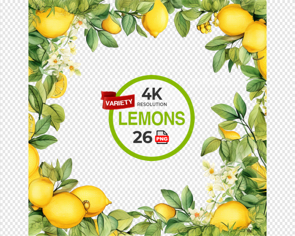 Lemons Variety Set Watercolor Clipart