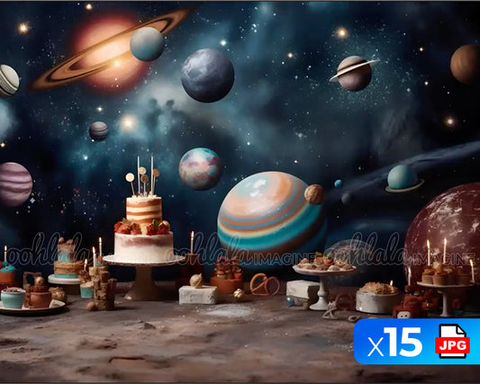 Galaxy Space Birthday Background Set of 15