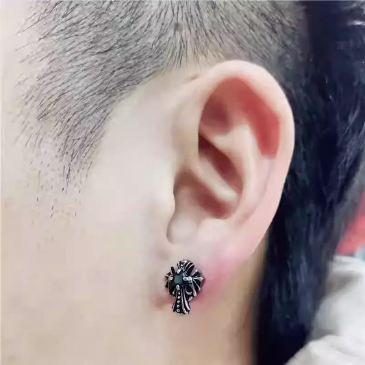 Gothic Cross CZ Stud Earring | Stainless Steel