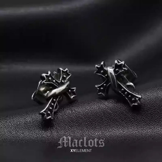 Gothic Maltese Cross Stud Earrings | Stainless Steel