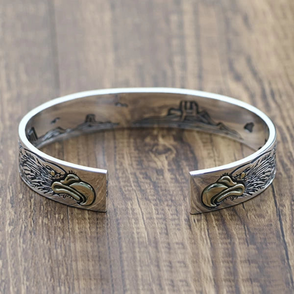 Arabesque Pattern Eagle Cuff Bracelet