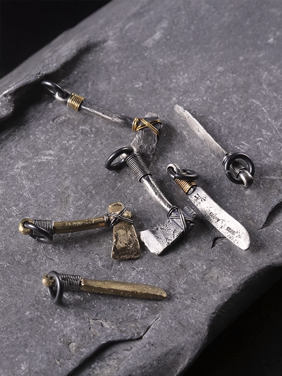 Miniature Native American Peace Pipe Tomahawk Charm