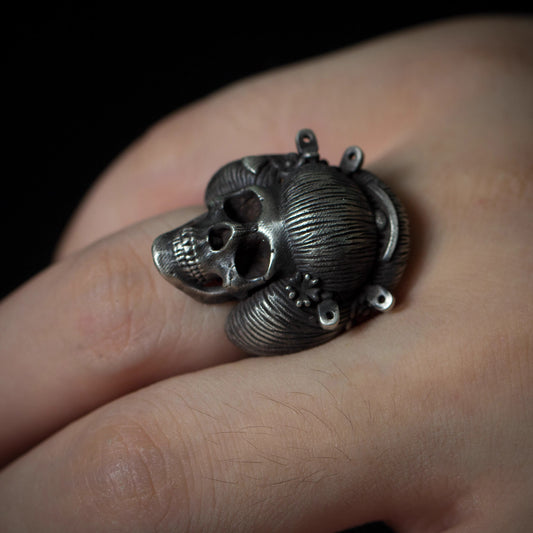 Geisha Beauty Skull Ring Japanese Design