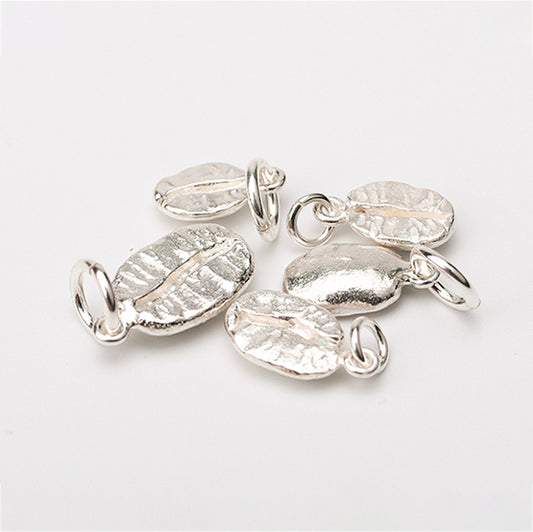 Silver Coffee Bean Charm Pendant