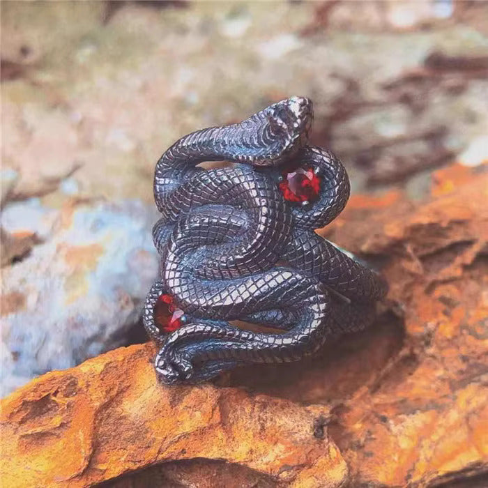 Twining Cobra Silver Ring