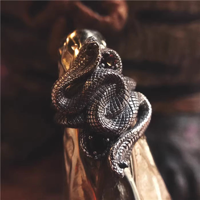 Twining Cobra Silver Ring