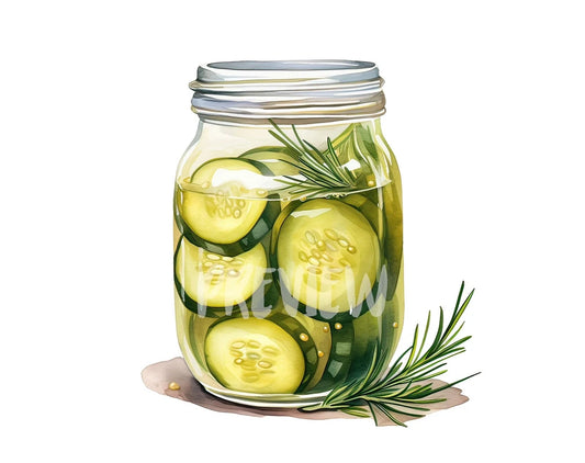 Watercolor Pickled Pickles Clipart