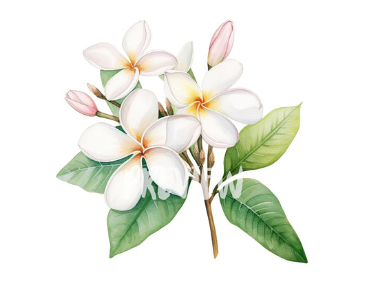 Watercolor Plumeria Clipart