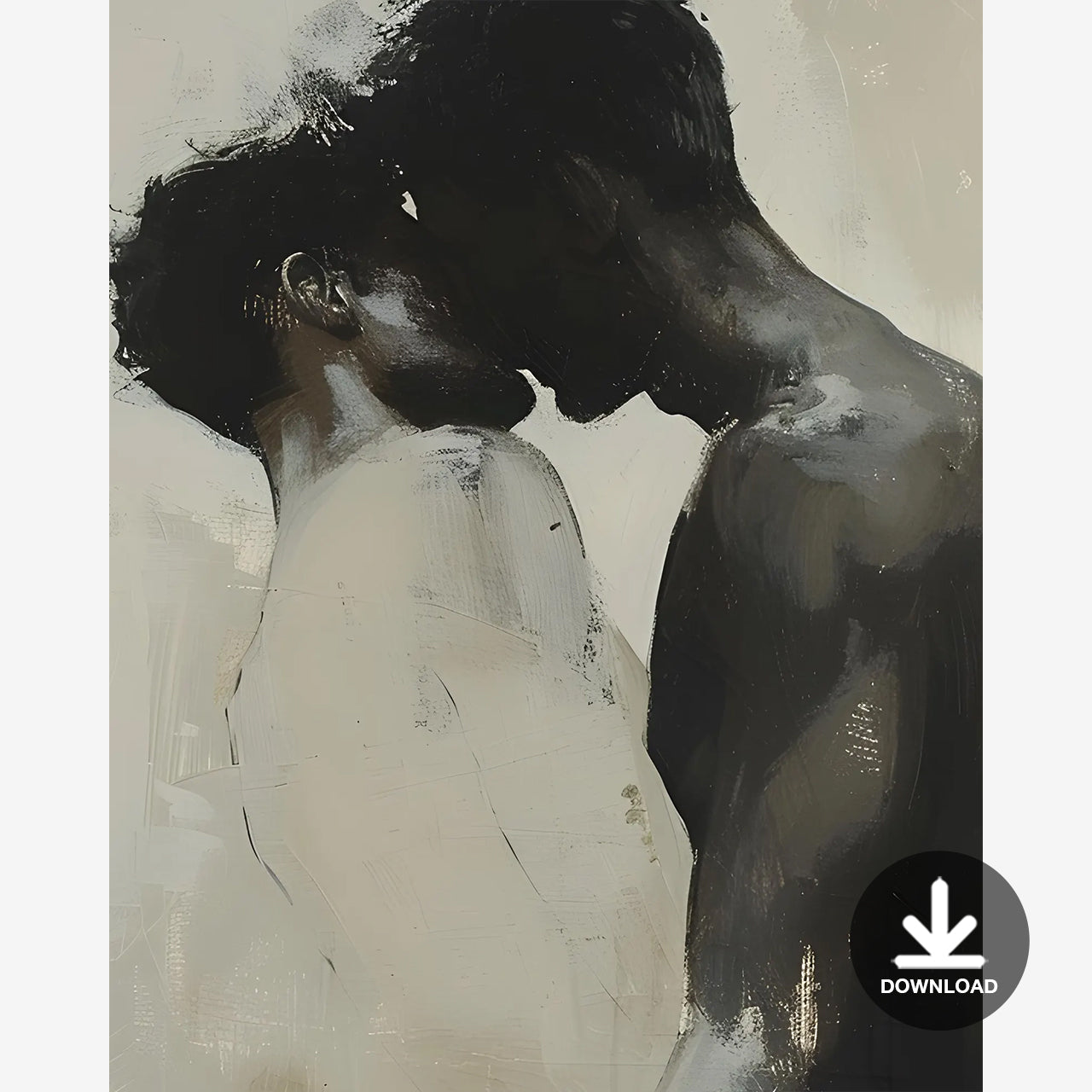 Kiss Abstract Painting, Men in Love, Gay Art | Digital Download