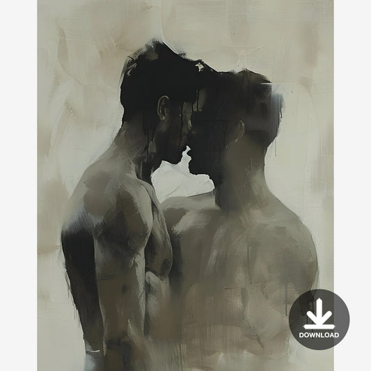 Kiss Abstract Painting, Men in Love, Gay Art | Digital Download