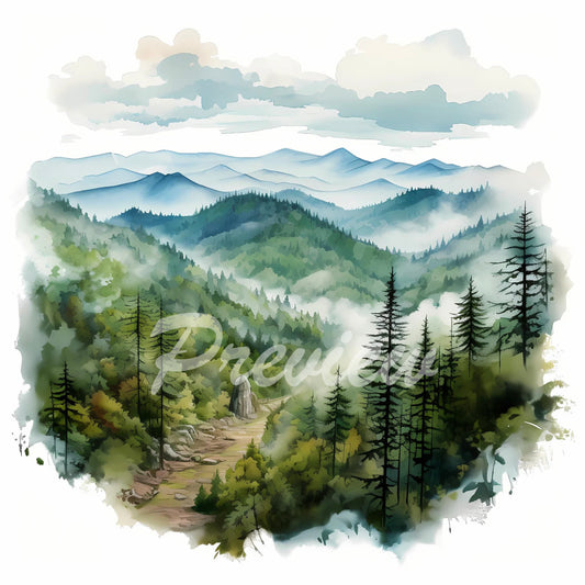 Great Smoky Mountains National Park Watercolor Digital Download