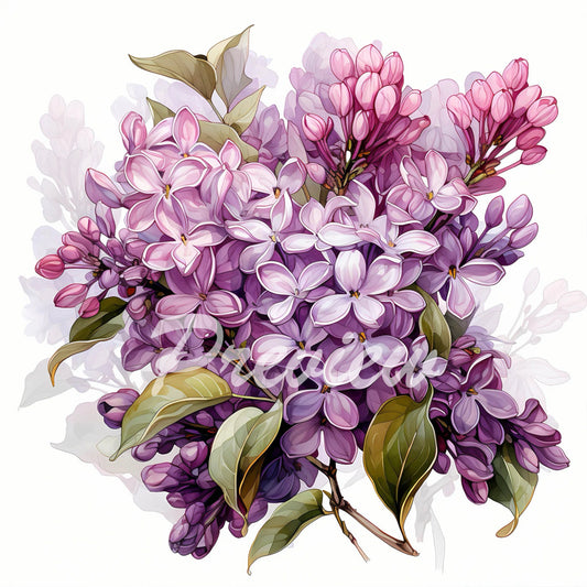 Lilic Bloom Bouquet Watercolor Digital Download