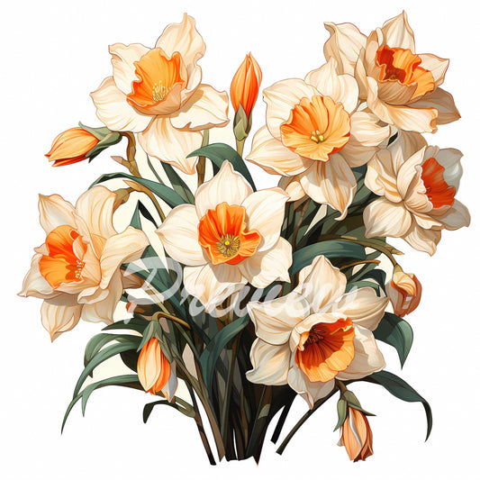 Daffodil Flowers Watercolor Digital Download