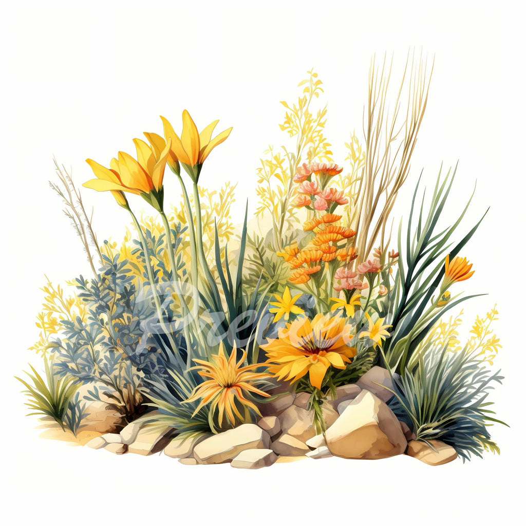 California Native Plants Watercolor Digital Download