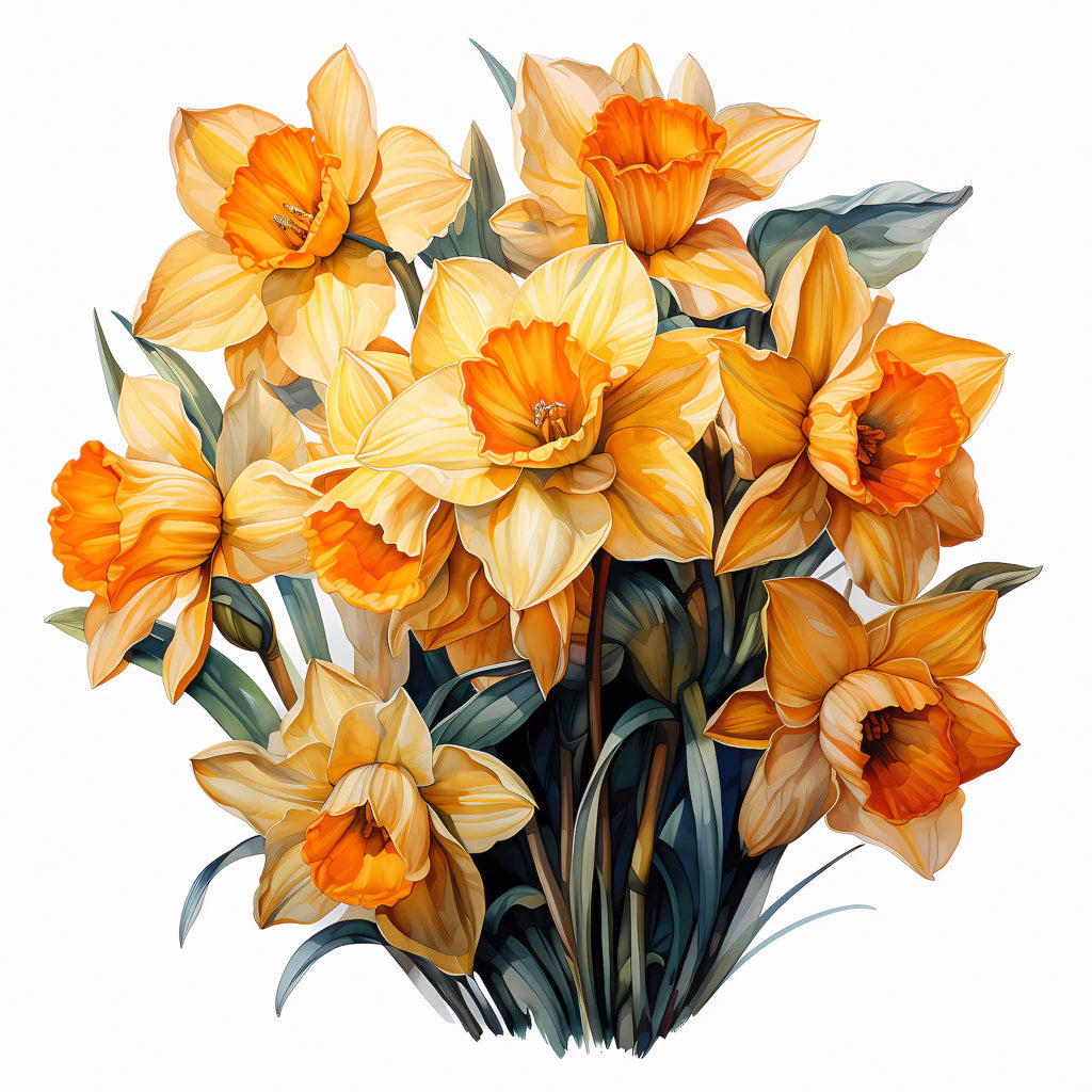 Daffodil Flowers Watercolor Digital Download