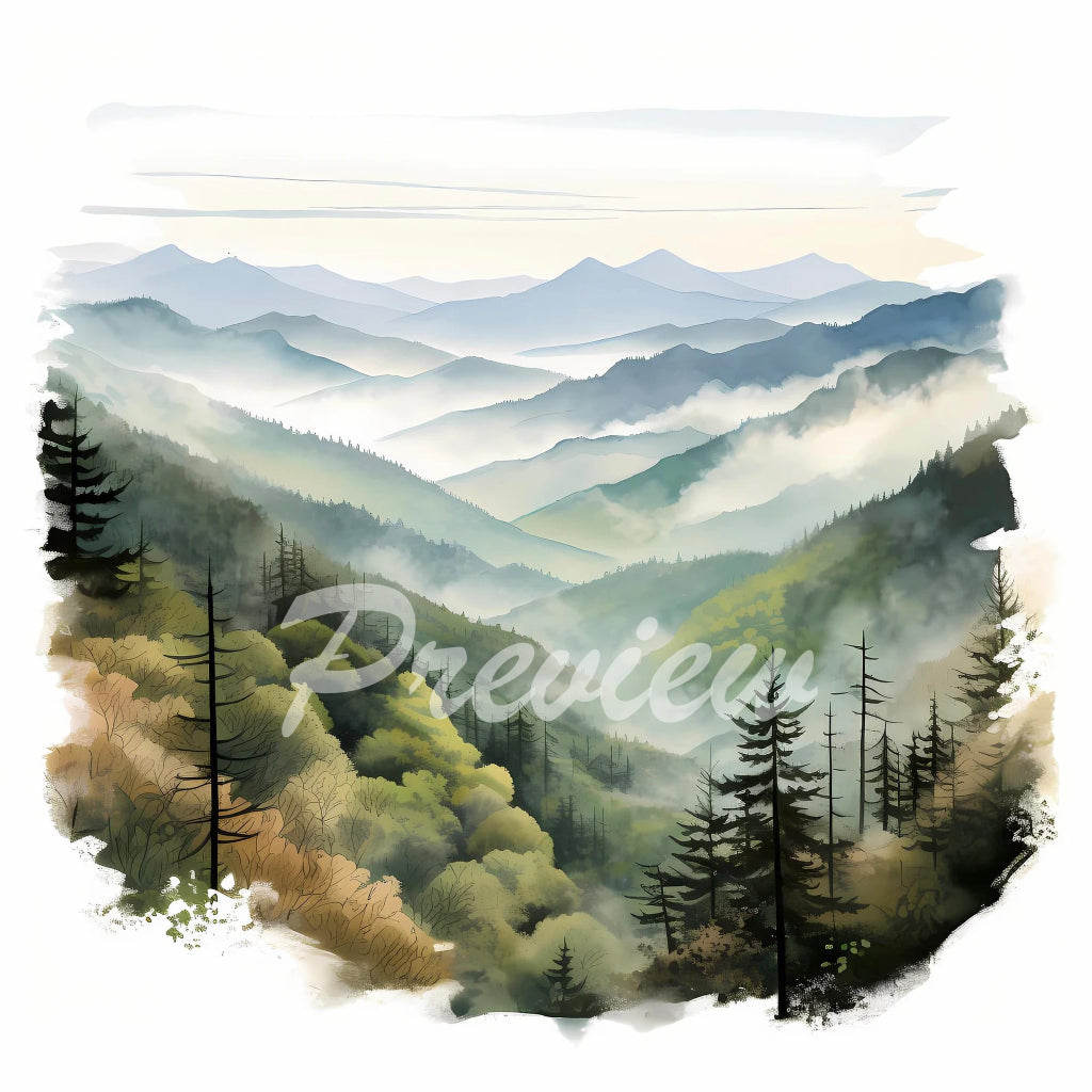 Great Smoky Mountains National Park Watercolor Digital Download