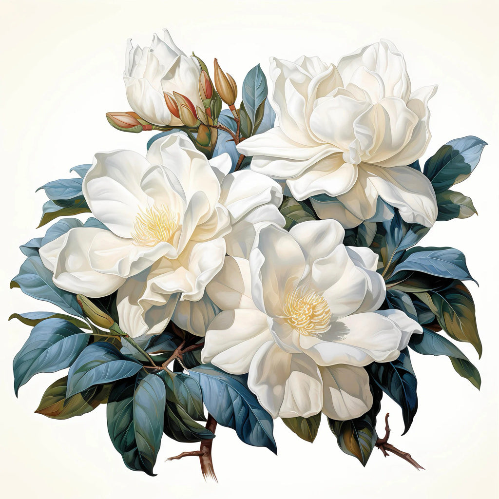 Gardenia Flowers Watercolor Digital Download