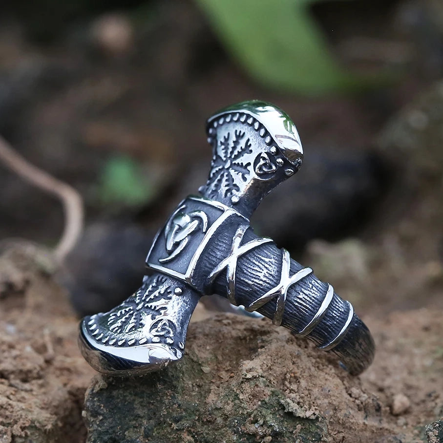 Viking Double Axe Celtic Knot Ring Norse Mythology