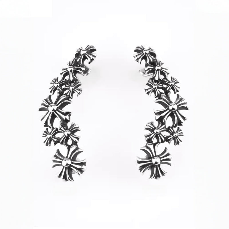 Multi Cross Floral Studs Ear Sleeve Cuff Earrings
