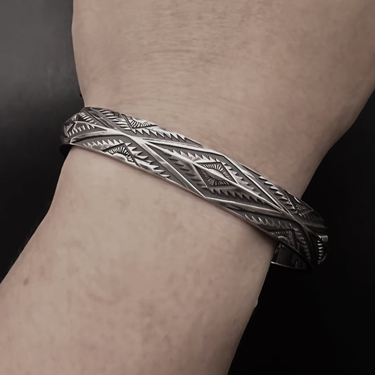 Navajo Totem Cuff Bracelet S925 Silver Bracelet Bangle Gift for Yourself, Gift for Him, Gift for Men, Gift for Dad, Gift for Husband