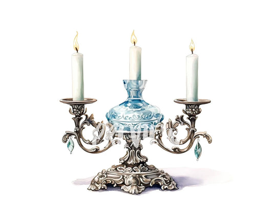 Victorian Candle Holder Watercolor Illustrations