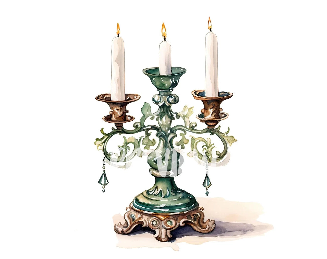 Victorian Candle Holder Watercolor Illustrations