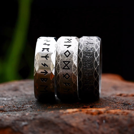 Viking Rune Ring Hammered Ring