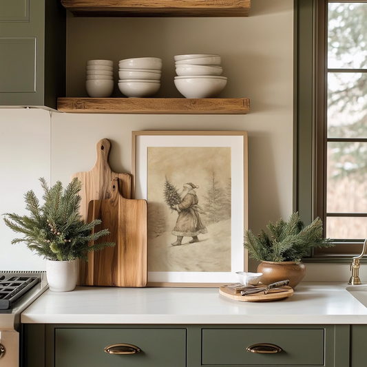 Vintage Christmas Santa Holiday Poster Art Print